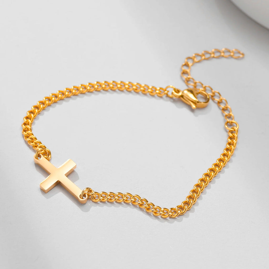 Stainless Steel Cross Religious Christian Bracelets for Men Boys,Wristband Jewelry,Gifts for Him