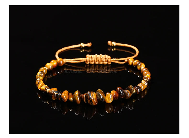 Change Better Natural Stone Amethyst Gravel Chip Bead Adjustable Braided Bracelet Women Men Small Round Bead Strand Healing Gift