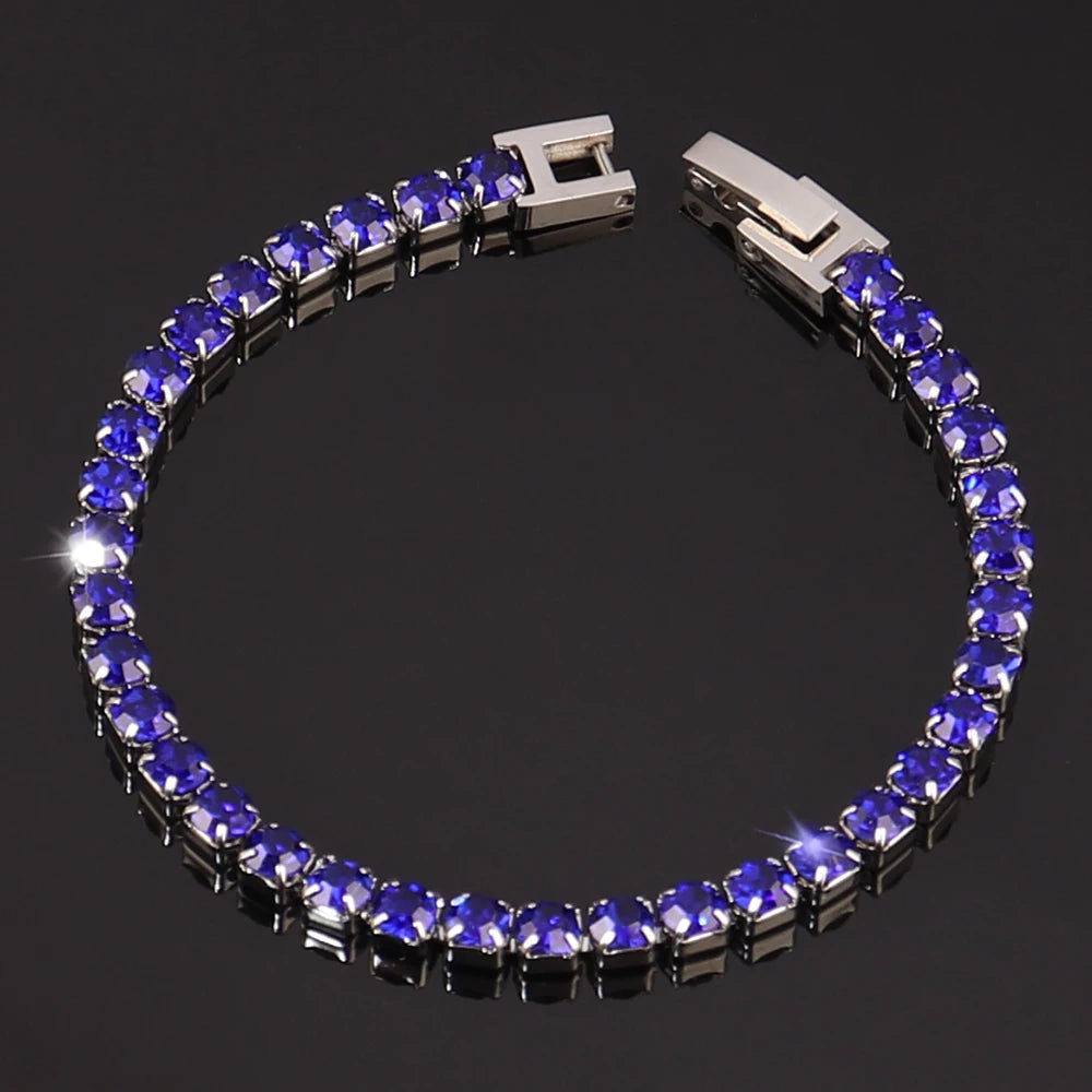 316L 4mm Stainless Steel Bracelet For Women Men's Hip Hop Tennis Chain Bracelets Luxury Color Crystal Zircon Bracelet Jewelry