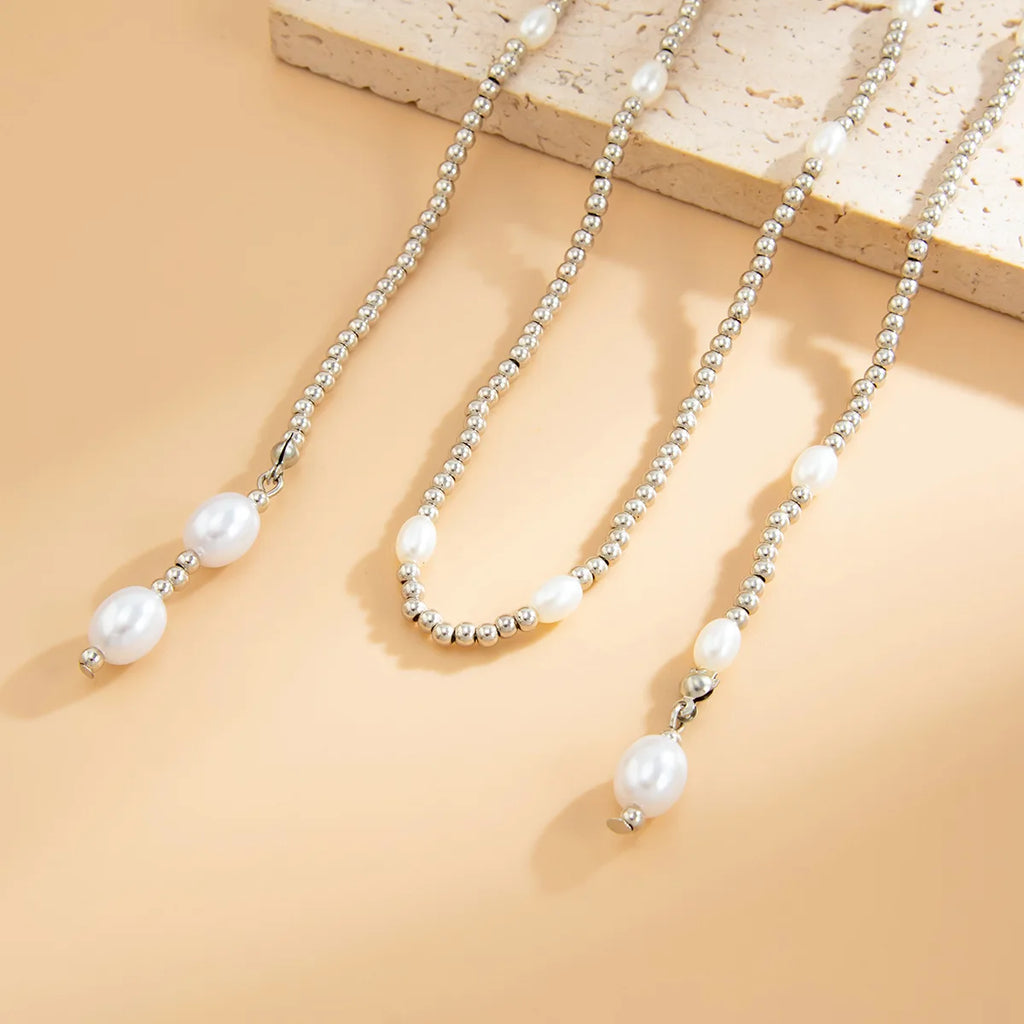 FTCY Bohemian Handmade Beads Long Necklace for Women Baroque Pearl Pendant Necklace Hiphop Daily Ladies Sweater Chain Jewelry