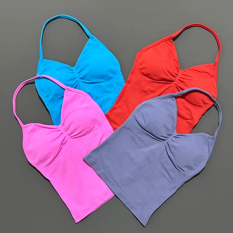 HISTELLO Impact Sports Bra - Longline Strappy Yoga Tank Top