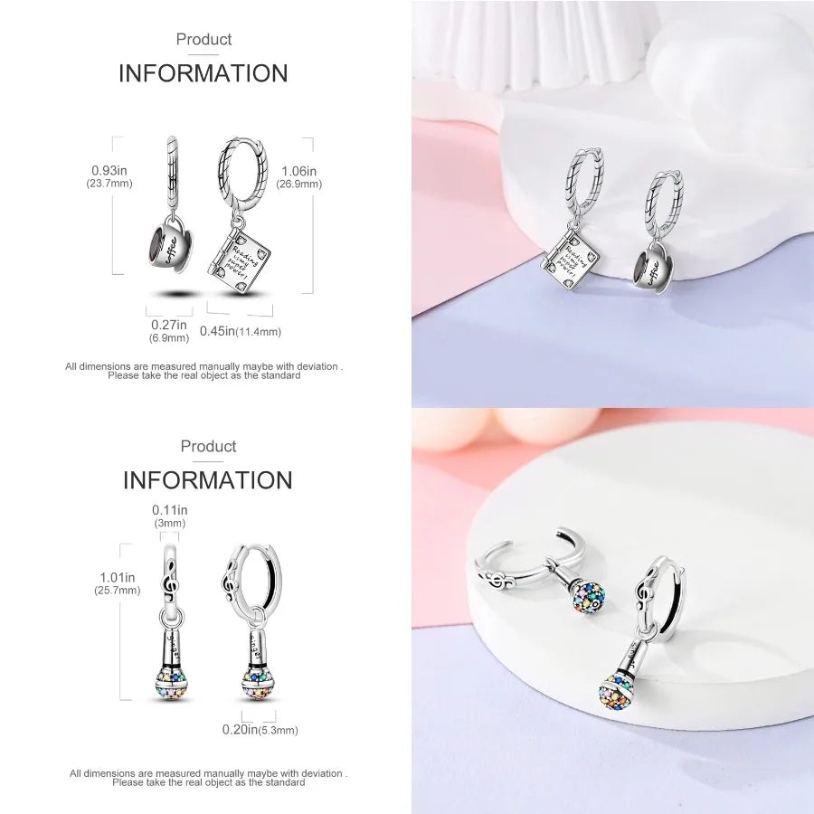 Unicorn Earrings 925 Sterling Silver Original Zircon Elephant Feather Dog Cat Blue Star Small Earrings For Women Jewelry Gift