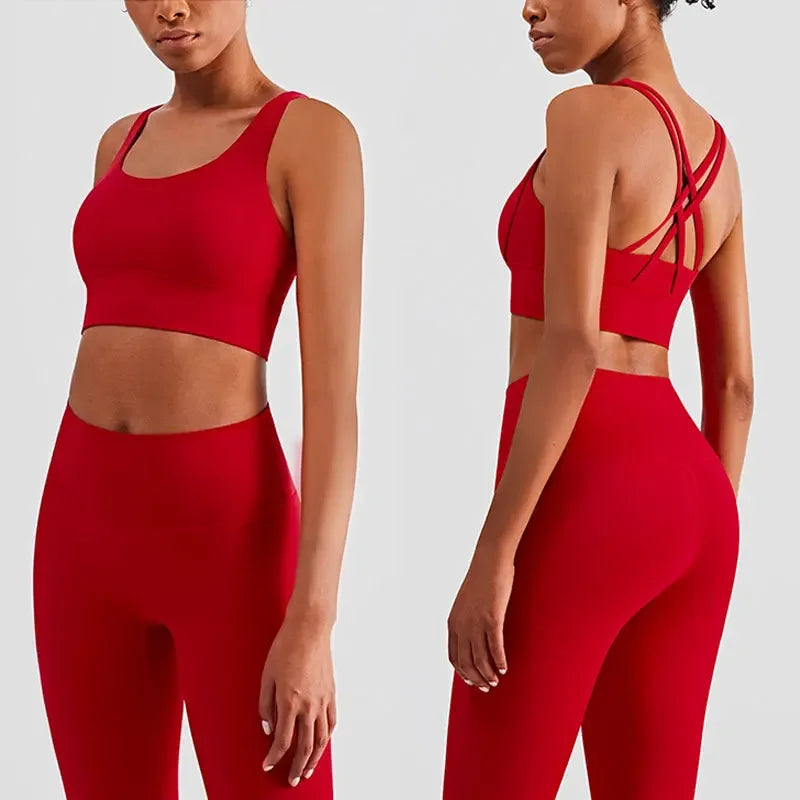 2 Piece Yoga Clothes - Athletic Tracksuit Sports Bra & Leggings