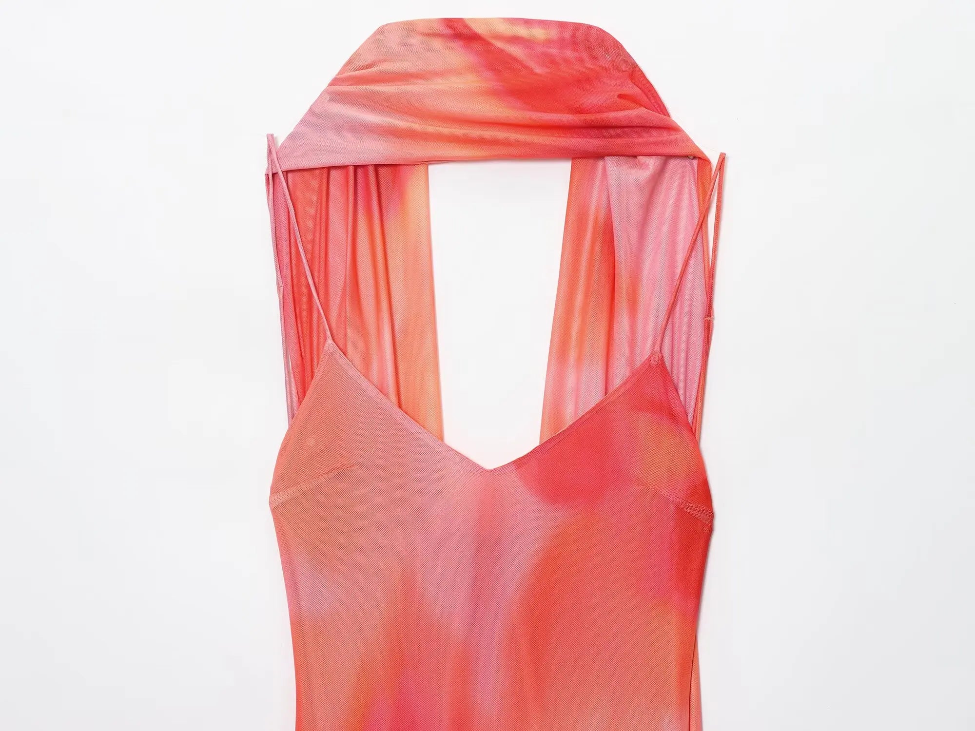 UNIZERA Scarf Printed Backless Long Dress 2025 Summer New Arrivals Women's Wear Elegant Satin Textured Dress
