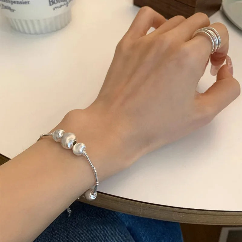 VENTFILLE 925 Sterling Silver Double Layer Pearl Bracelet for Women Girl Design Bead Korean Jewelry Dropshipping