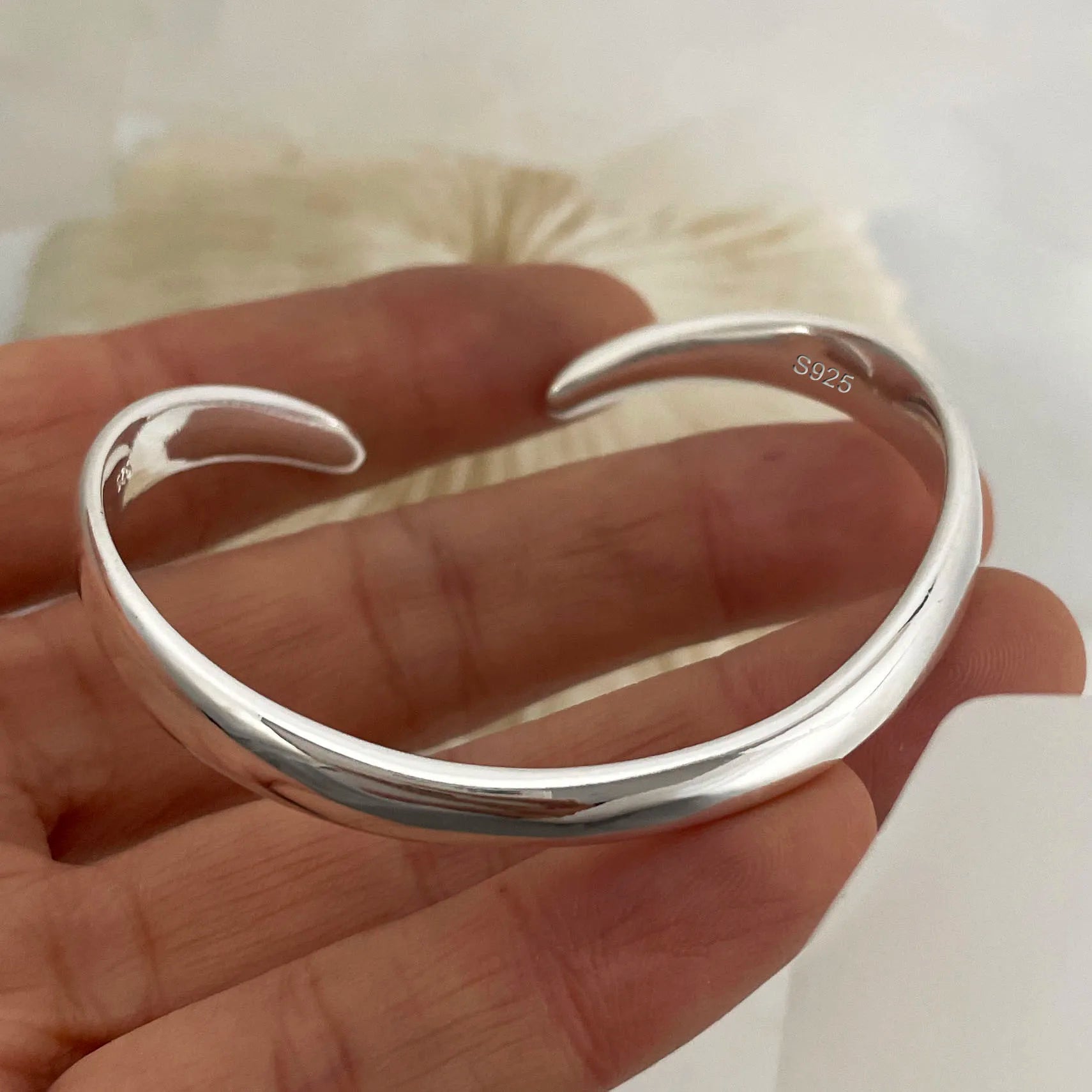 100% Solid 925 Sterling Silver Metal Bracelet for Women Men Vintage Handmade Simple Birthday Gift S-B451