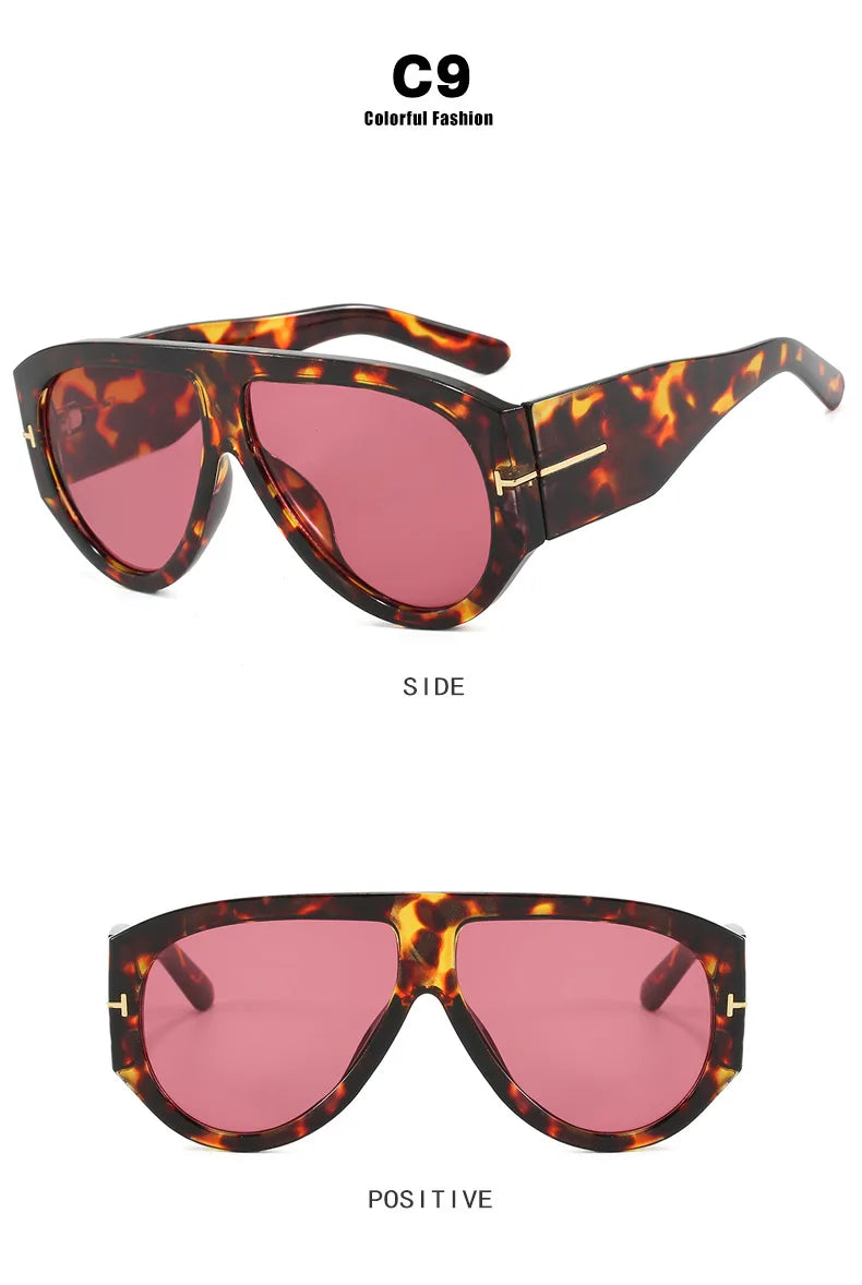 Vintage Oval Large Frame Sunglasses - Trendy Street Style UV400 Women