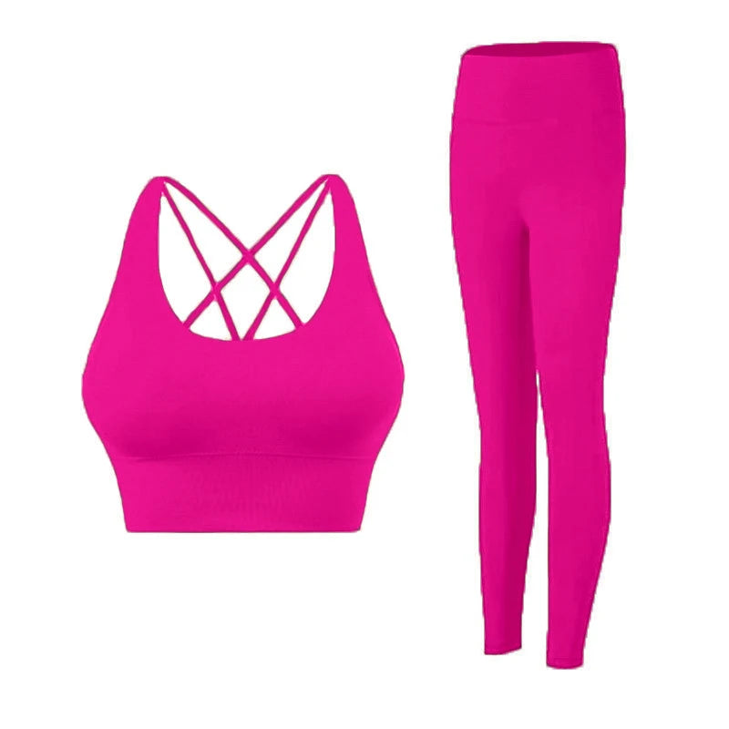 2 Piece Yoga Clothes - Athletic Tracksuit Sports Bra & Leggings