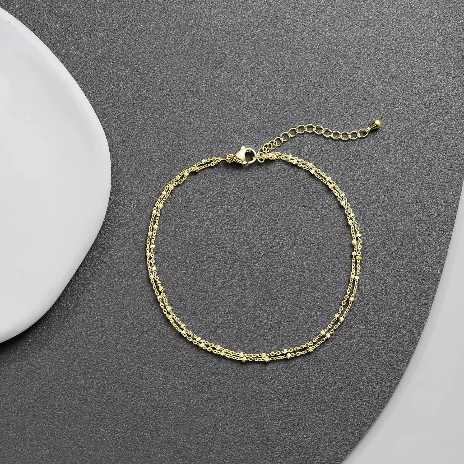 Gold/Silver Ankle Bracelets for Women,14K Gold Anklets for Women Waterproof Beads Anklets Set Layered Anklet Gold Jewelry Gift