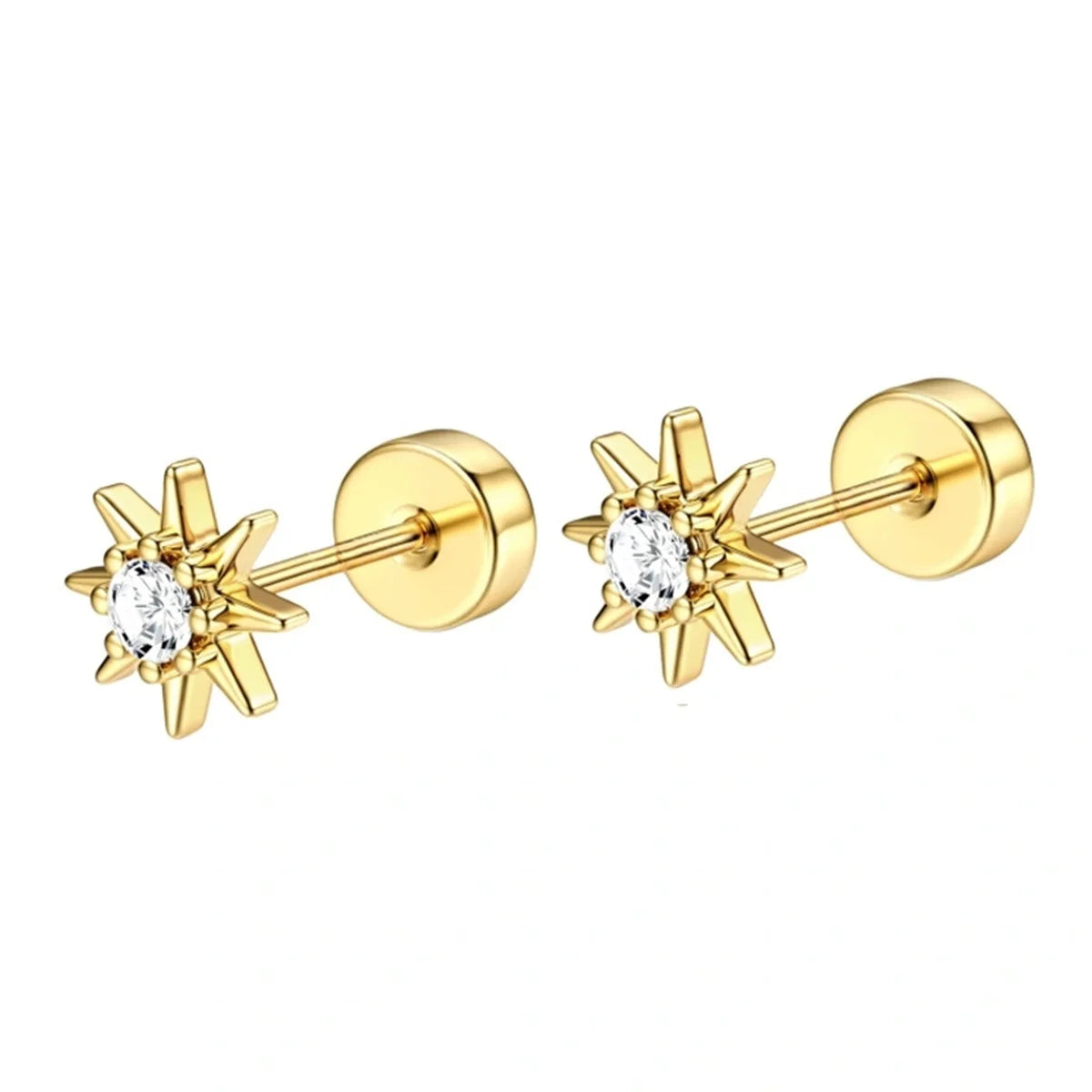 2/6Pcs 20G Novel Stainless Steel Hypoallergenic Flat Back Stud Earrings,Tiny CZ Cartilage Trgus Helix Percing Jewelry Set