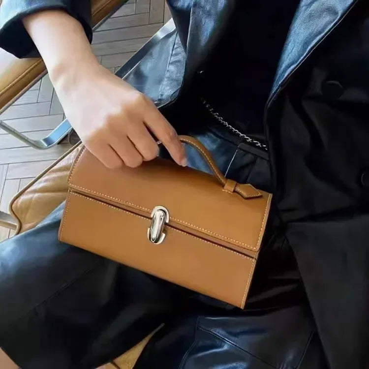 SAVETTE Brand The Symmetry 19 Genuine Leather Handbag Solid Color Simple Handbag Small Square Row Bag Women's Suede