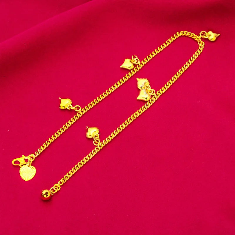 Stainless Steel Bracelets on the Leg Heart Charm Long Chain Foot Anklet 27cm Bohemian Accessories Jewelry Gifts