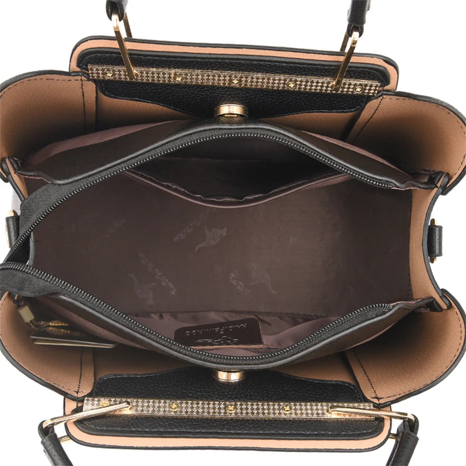 2024 Luxury Designer Handbag - 3 Layer Crossbody Leather Tote