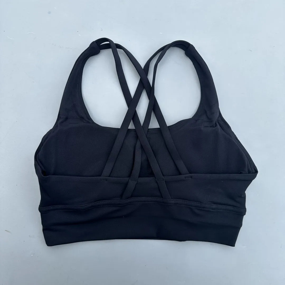 Solid Color Cross Fitness Bra - High Strength Yoga Sport Top