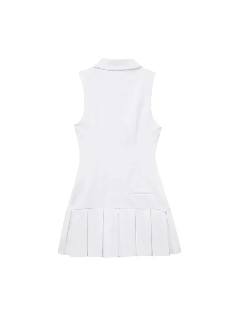 2025 Summer Women Pleated Short Dresses For Women Sleeveless Splicing Mini Dress Female Elegant Party Dresses