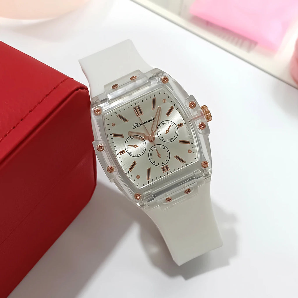 Cross border foreign trade new sports and leisure square silicone scale three eye women's quartz watch manufacturer in stock