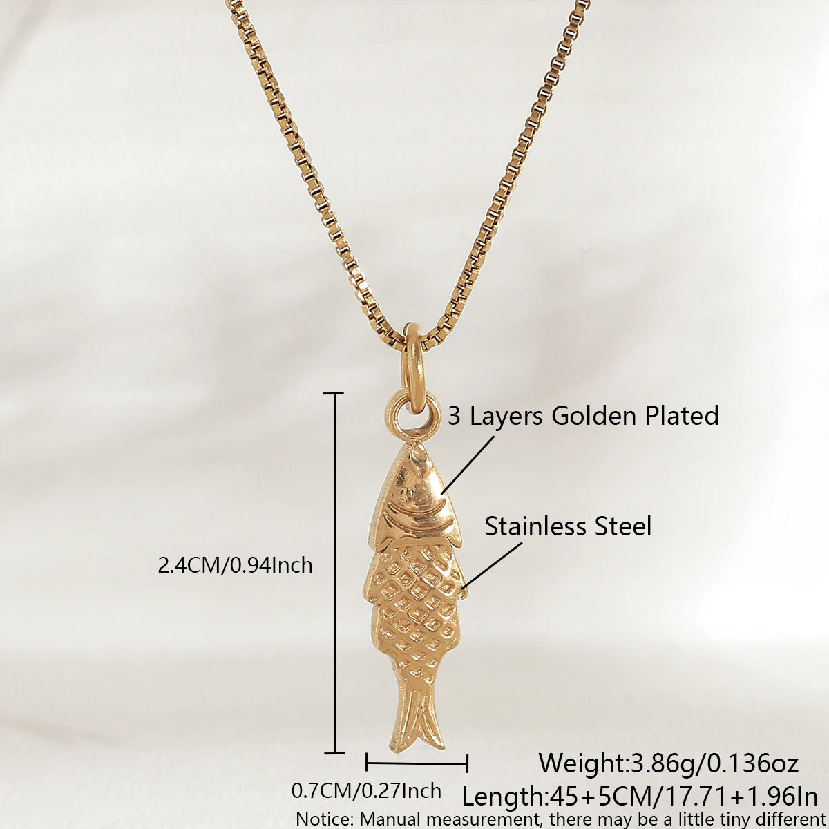 1/2pcs/Lot Cute Stainless Steel Gold Plated Small Fish Pendant Necklace for Women New Waterproof Beach Party Jewelry Summer Gift