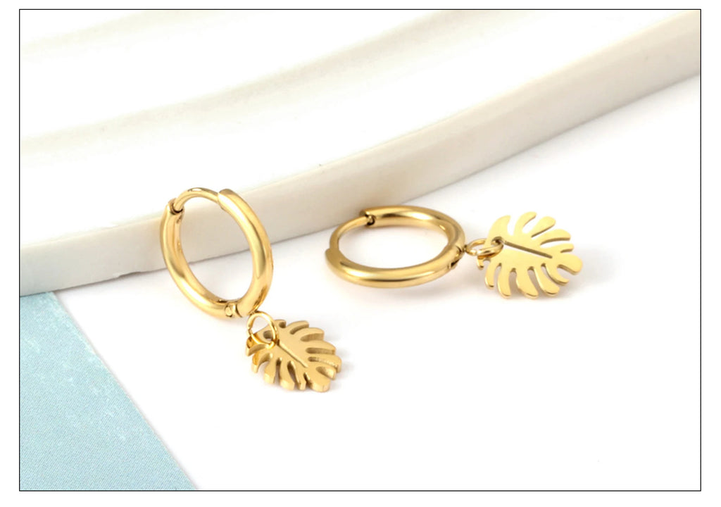 LUXUKISSKIDS Punk Smile Face Gold/Steel Color Drop Earrings Simple Hiphop Round Pendients Fashion Clips For Man/Woman/Girls