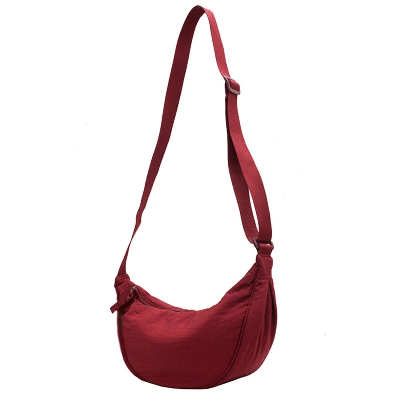 Women Half Moon Shape Crossbody Chest Bag Casual Nylon Shoulder Bag Female Large Capacity Tote Solid Lady Travel Shopper Handbag