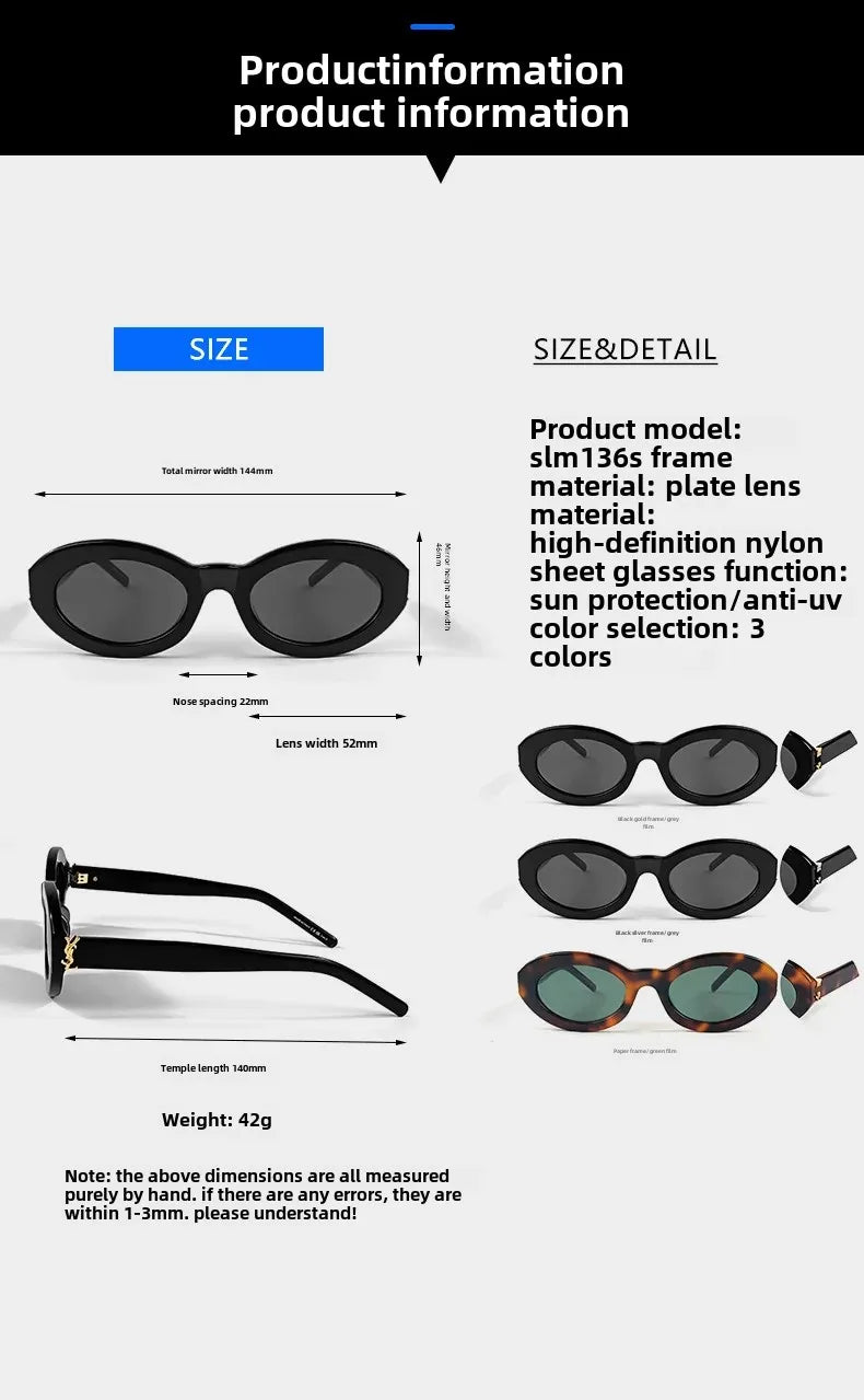 Best-Selling Oval Frame Sunglasses - High-End Vintage UV Protection
