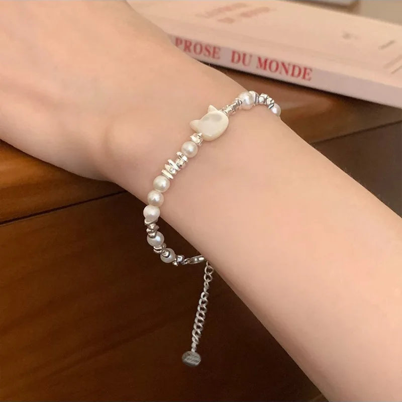VENTFILLE 925 Sterling Silver Double Layer Pearl Bracelet for Women Girl Design Bead Korean Jewelry Dropshipping