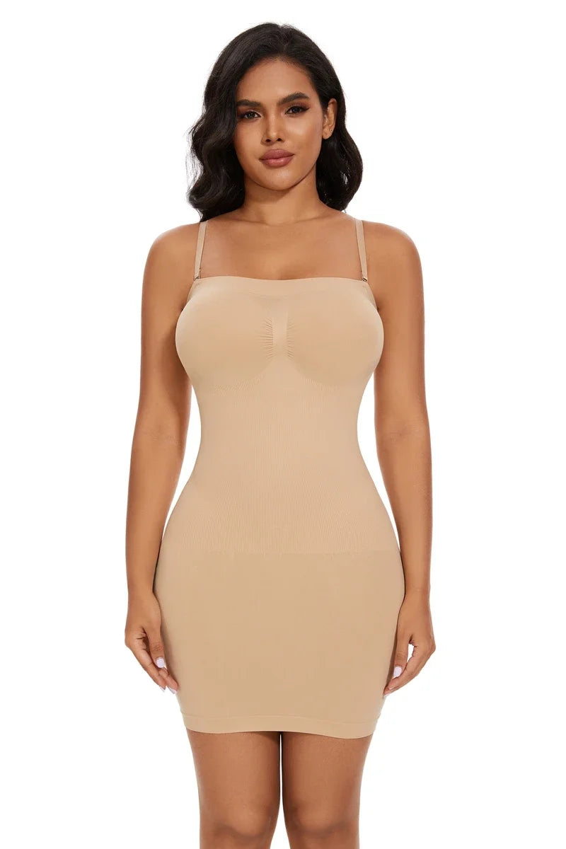 Full Slip Shapewear - Off Shoulder Strapless Body Shaper Dress