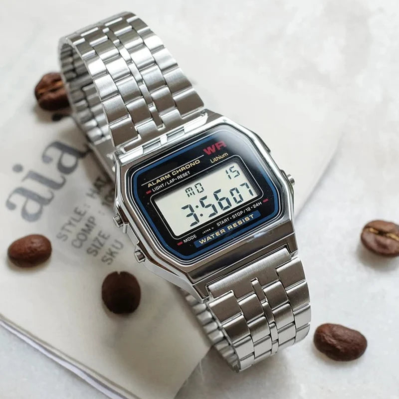 Luxury Gold Silver Sports Military Watches Men Women LED Digital Wristwatches Retro F91W Steel Band Electronic Watch Wrist Clock