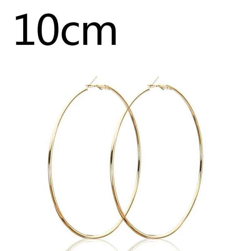 2pcs 30-100mm Small Big Circle Hoop Earrings for Women Men, Stainless Steel Ear Ring Fashion Jewelry Gift Nightclub DJ