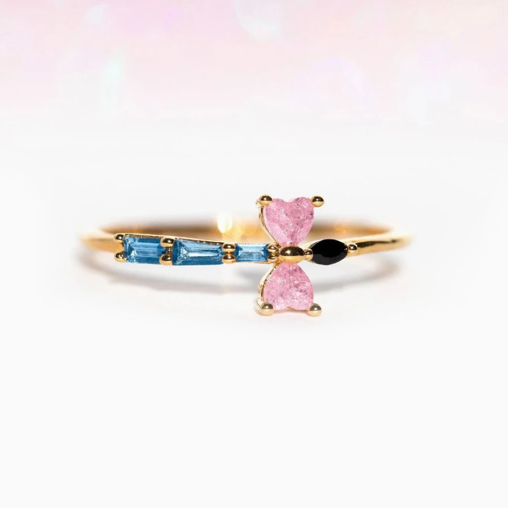 Fashion Moon Heart Flower Butterfly Rings For Women Sweet Girls Exquisite Shiny Rhinestone Crystal Open Ring 2025 Romantic Jewel
