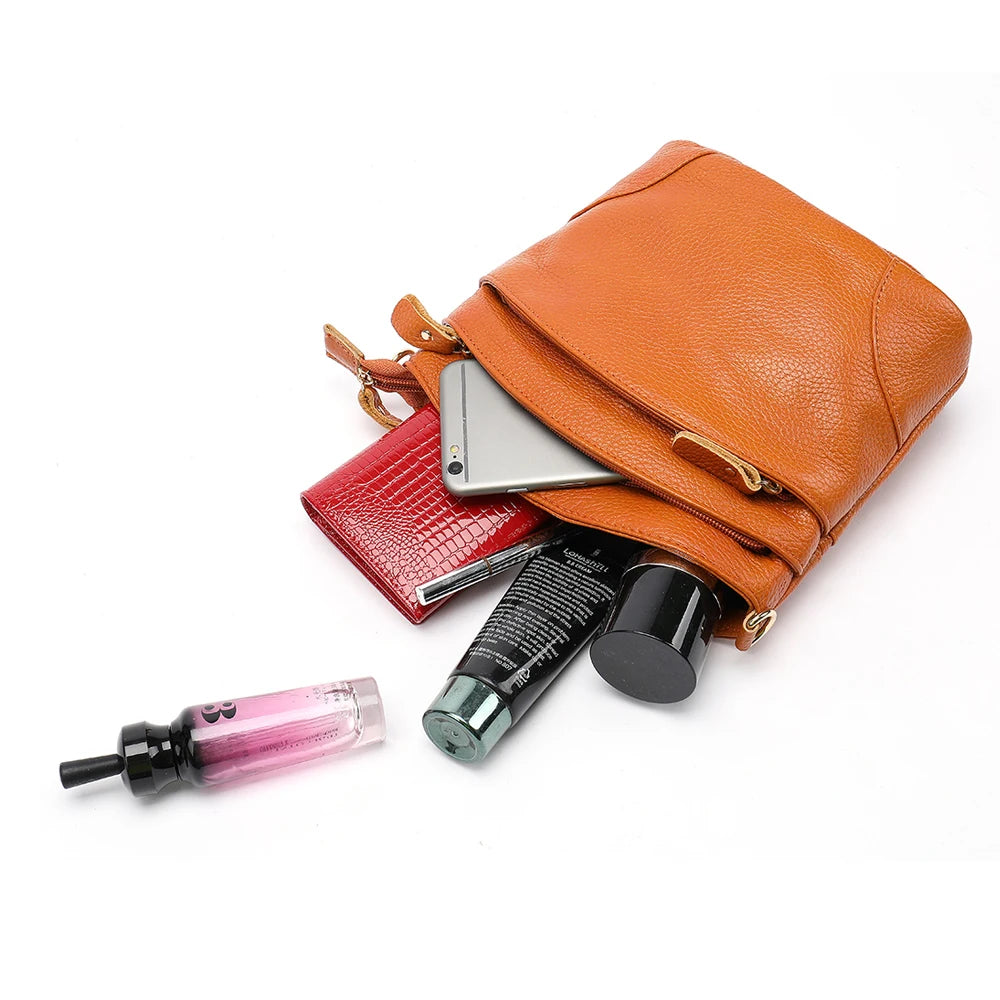 Genuine Leather Women Messenger Bags Cow Leather Crossbody Shoulder Bag Small Female Handbags Capacity Phone Bag for Girls