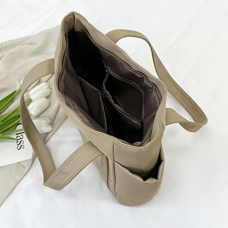 High Quality Commuting Tote Bag Simple Nylon Women's Shoulder Bag Large Capacity Student Class Handbag