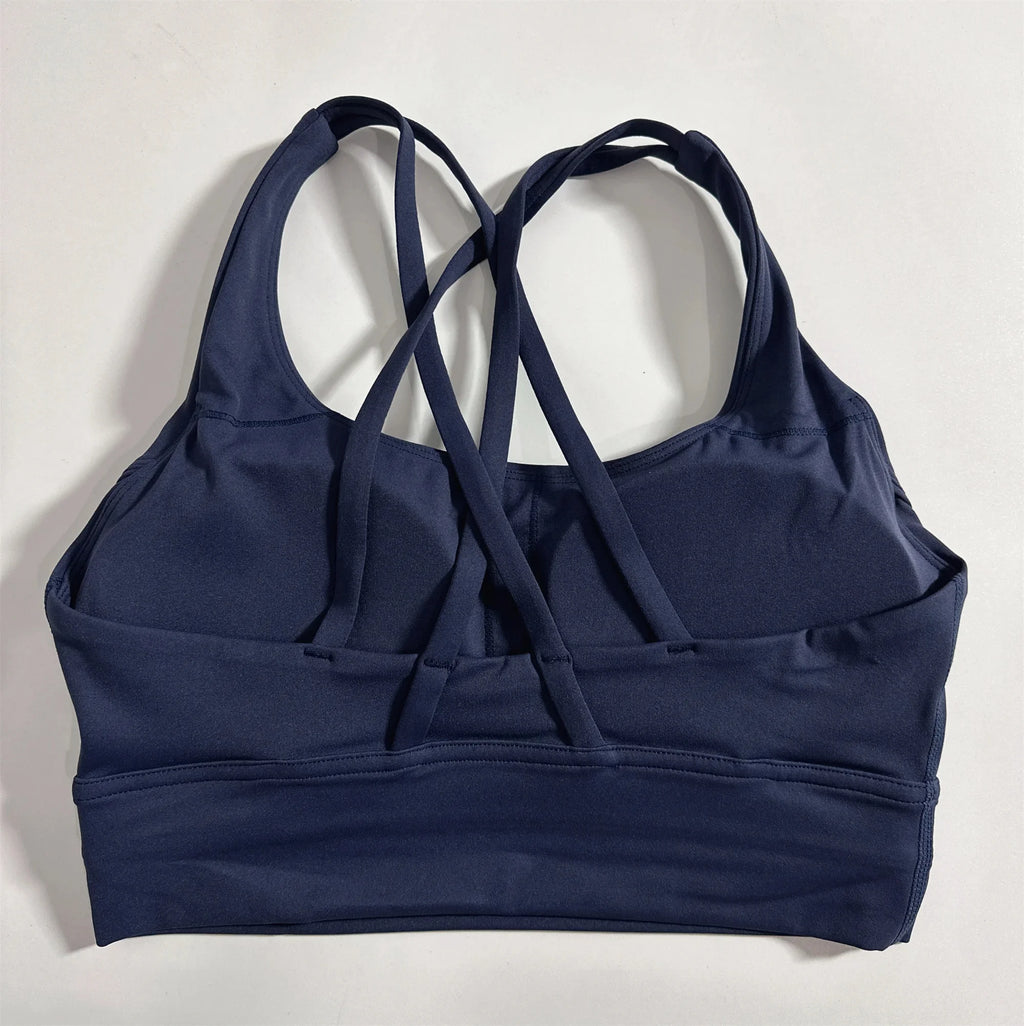 Solid Color Cross Fitness Bra - High Strength Yoga Sport Top