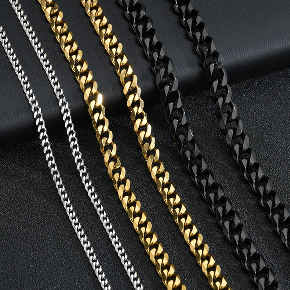 Stainless Steel Width 3.5/5/7mm Cuban Chain Men Bracelet Classic Chain Bracelet For Men Women Jewelry Gift Length Customized