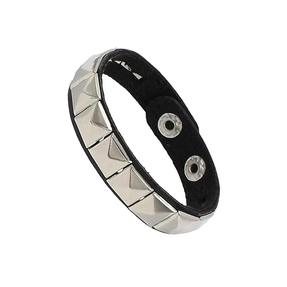 2024 Punk Dark PU Bracelet For Women Men Hip Hop Rock Chain Multi Layered Bracelet Trend Retro Gothic Jewelry Dancer Accessories