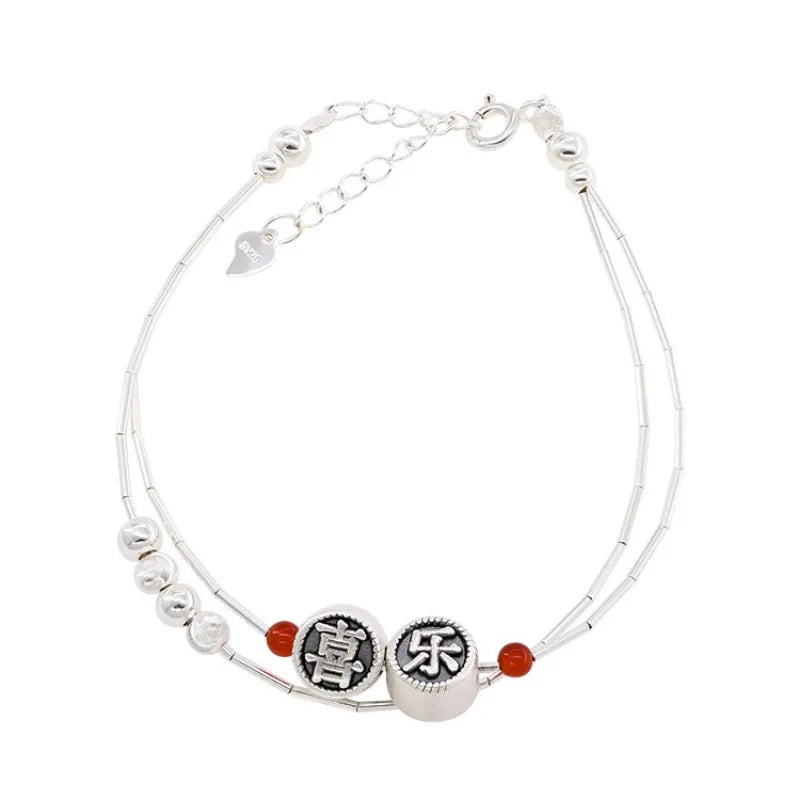 VENTFILLE 925 Sterling Silver Double Layer Pearl Bracelet for Women Girl Design Bead Korean Jewelry Dropshipping