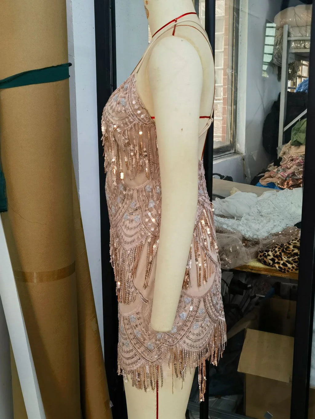 Prom Dress Tassel - Spaghetti Strap Mini Evening Cocktail Dress