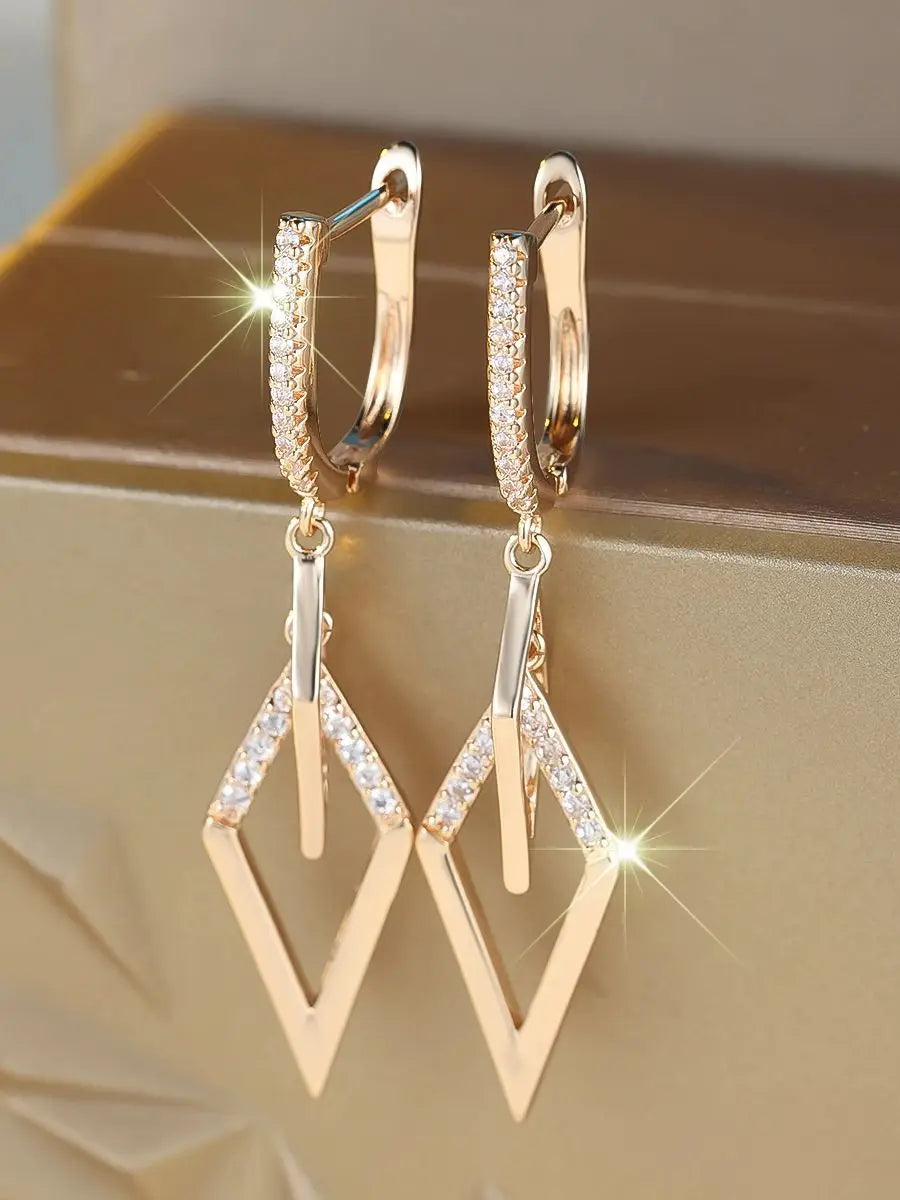 Luxury White Zircon Hoop Earrings - Small Round Gold Wedding Jewelry