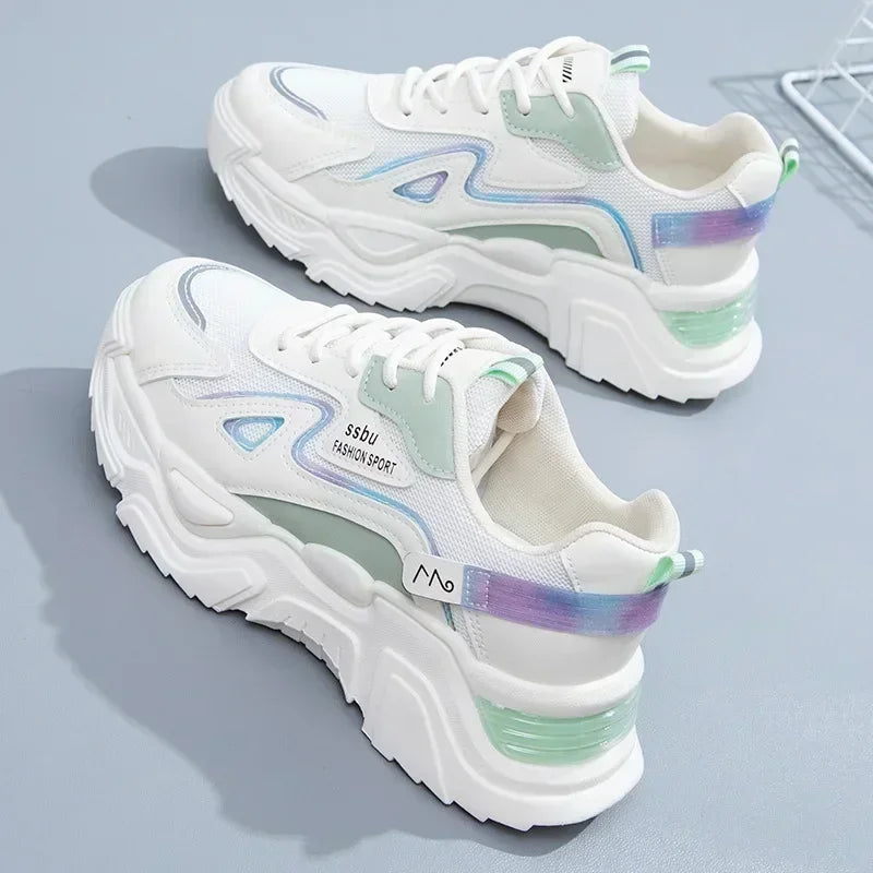 2023 Sneakers Women Platform Flat Shoes Woman Shoes Green Casual Trainers Ladies Chunky Sneakers Women Shoes