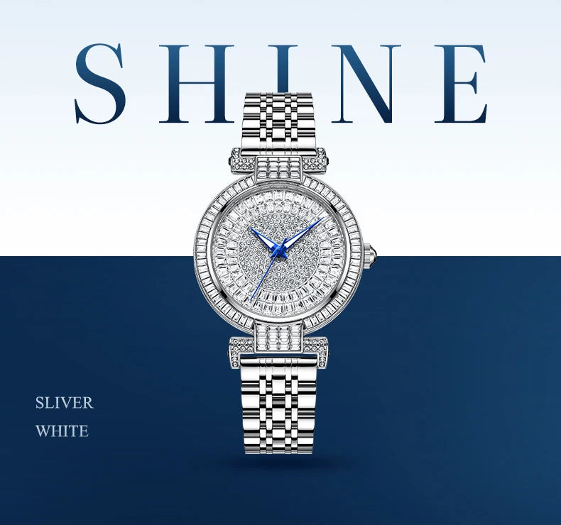 ROMITIME Luxury Diamond Dial Watch - Elegant Waterproof Stainless Steel