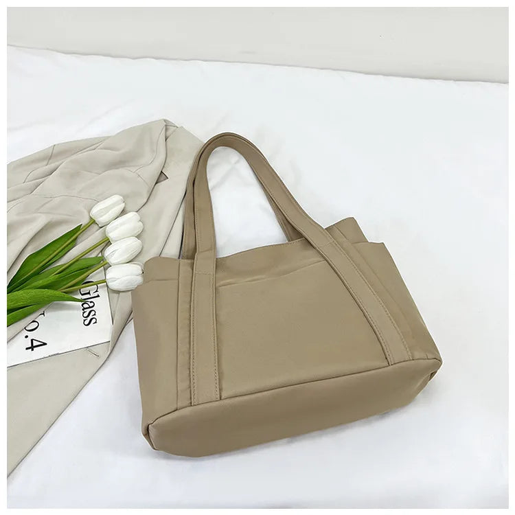 High Quality Commuting Tote Bag Simple Nylon Women's Shoulder Bag Large Capacity Student Class Handbag