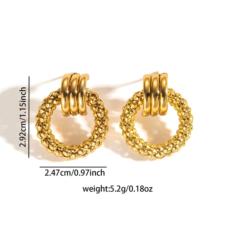 ANENJERY 316L Stainless Steel Circular Splicing Earrings For Women Men Fashion Unique Punk Hip hop Jewelry Gift Wholesale