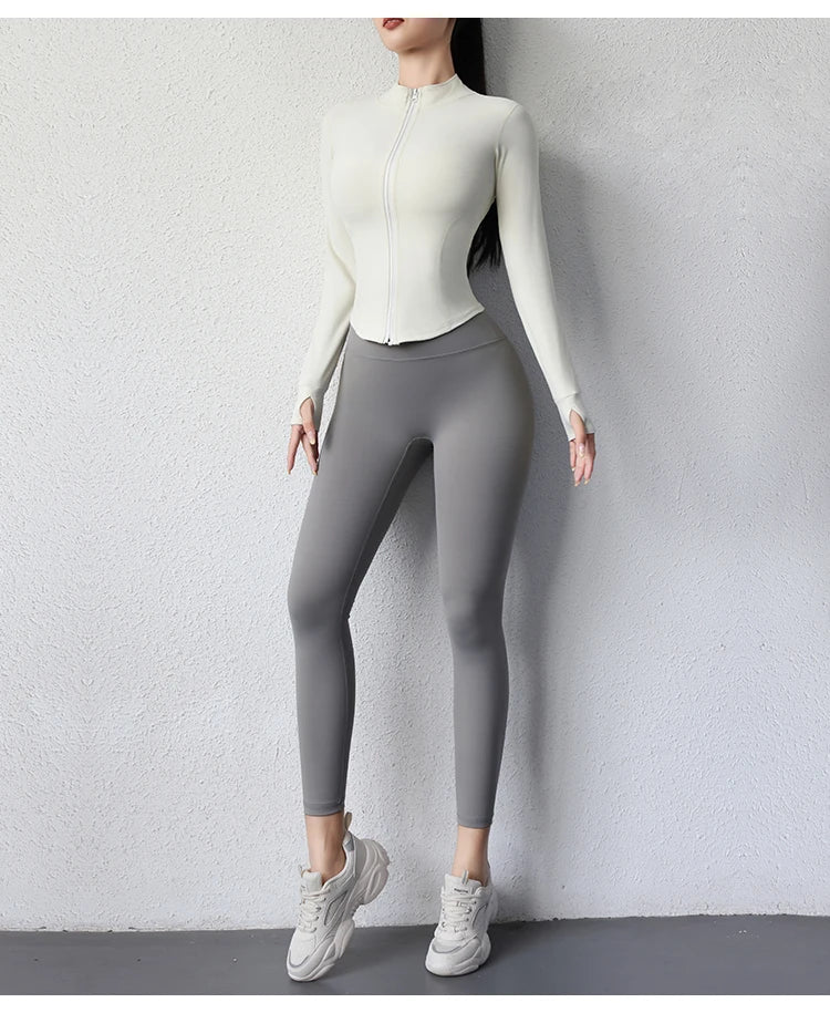 2023 Yoga Jacket - Short Sports Jacket Body Sculpting Zipper