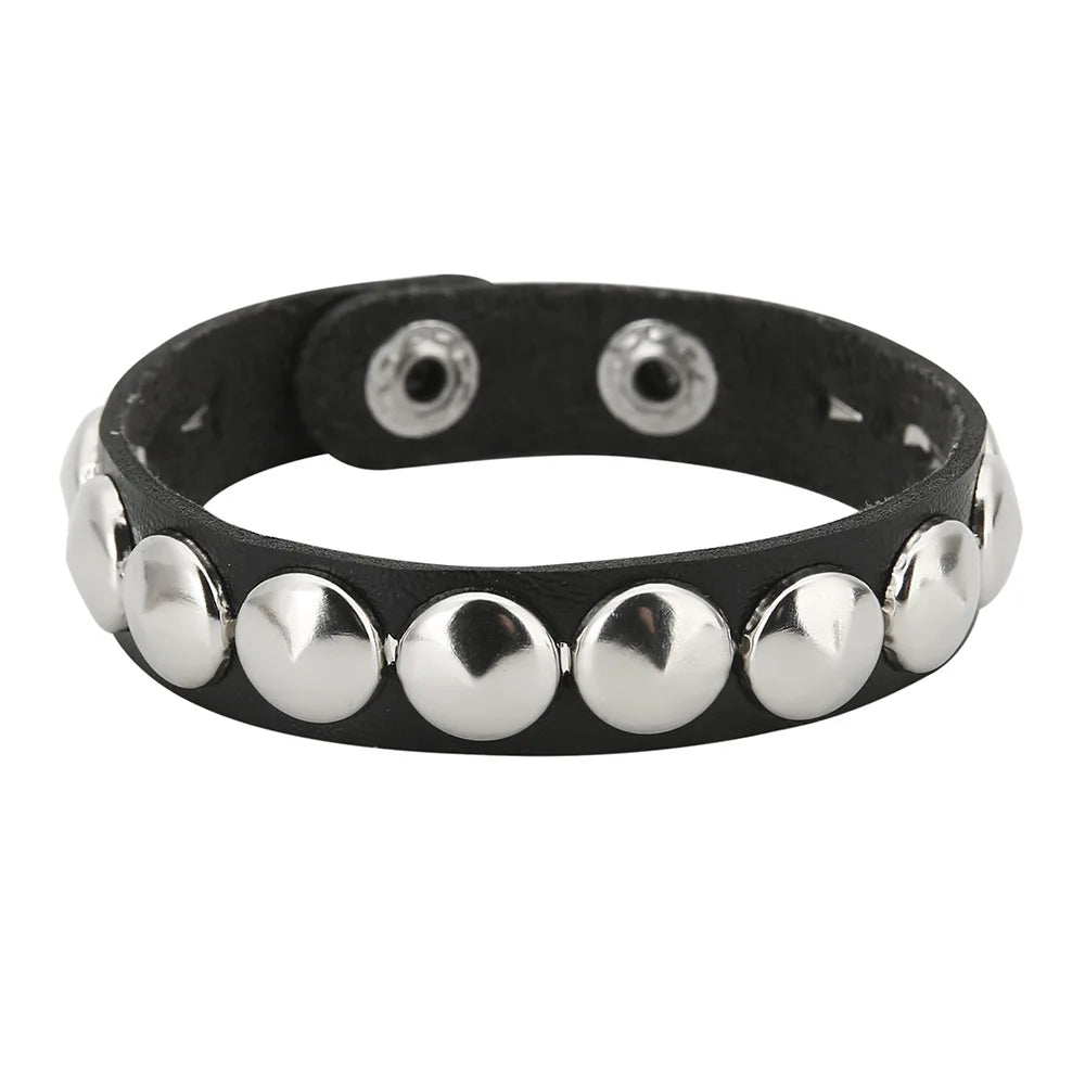Punk Bracelets PU Leather Studded Bracelet Adjustable Goth Cuff Bracelet Gothic Rivet Buckle Wristband for Men Women Emo Jewelry