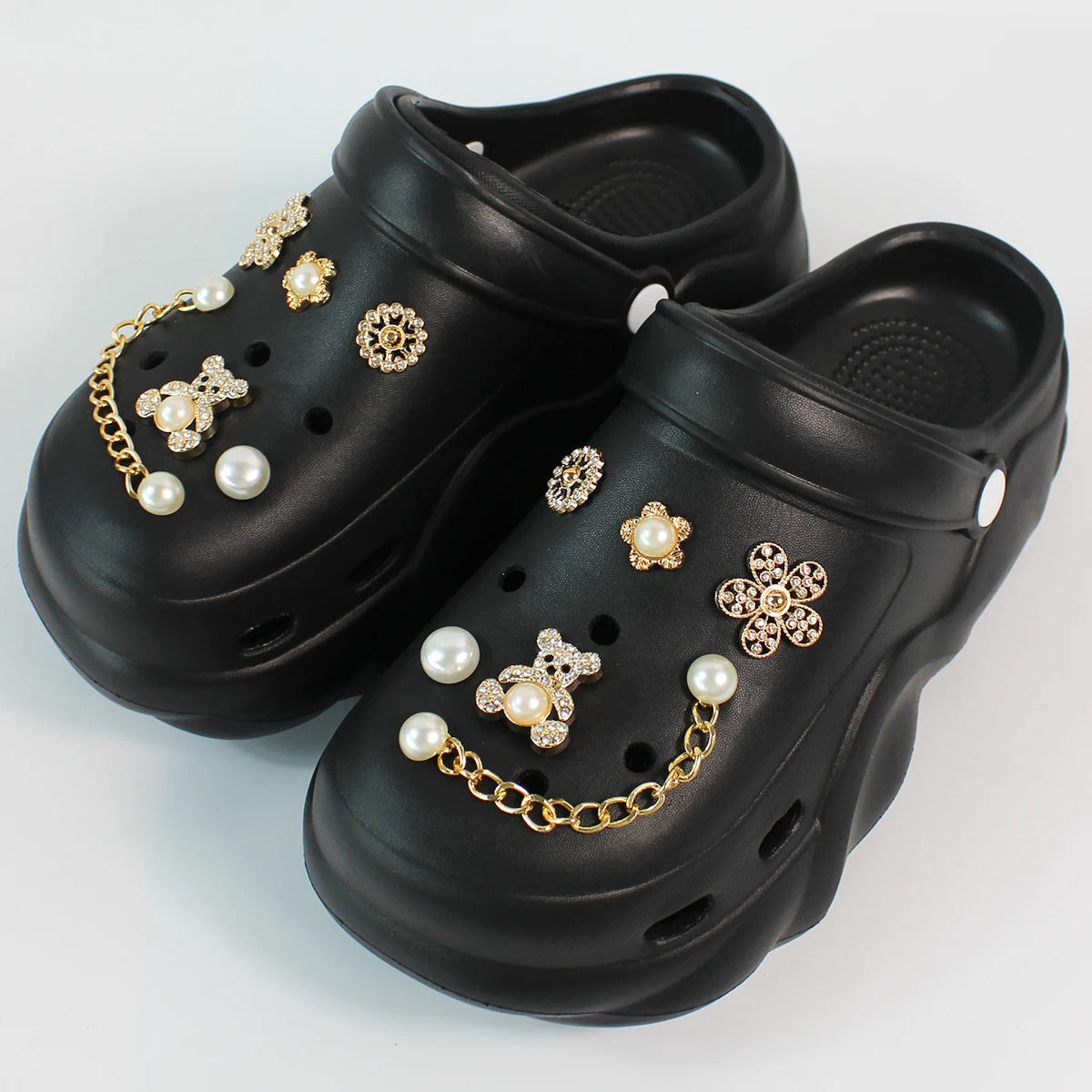 Women's DIY Silver Butterfly-Knot Clogs - Multi-Season Fashion Garden Shoes