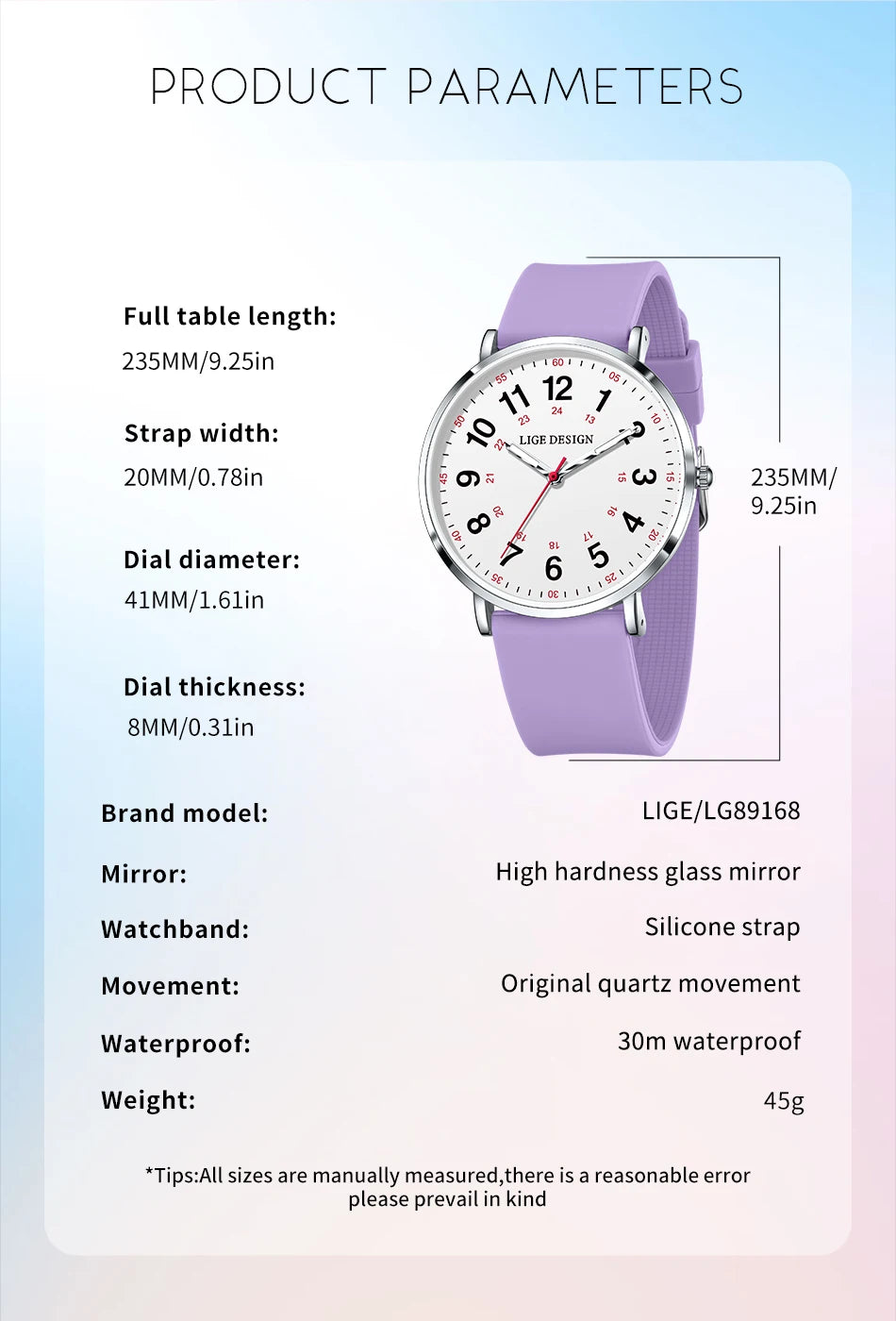 LIGE Fashion Elegant Watch - Candy Color Silicone Luminous Waterproof
