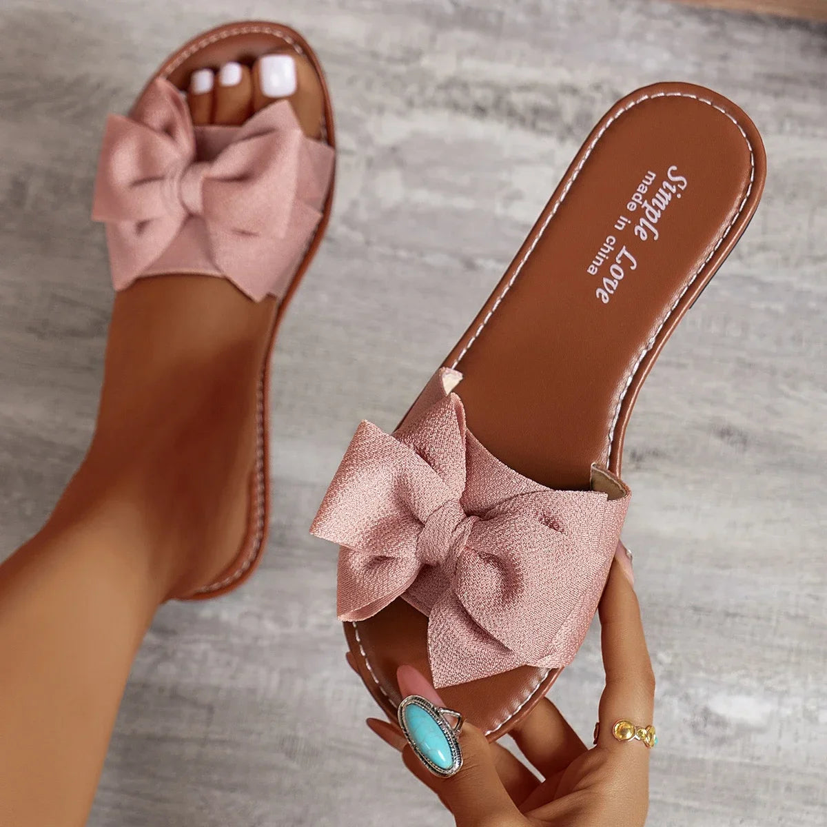 Women's 2025 Fashion Bow Slippers - Summer Flat Sandals Plus Size