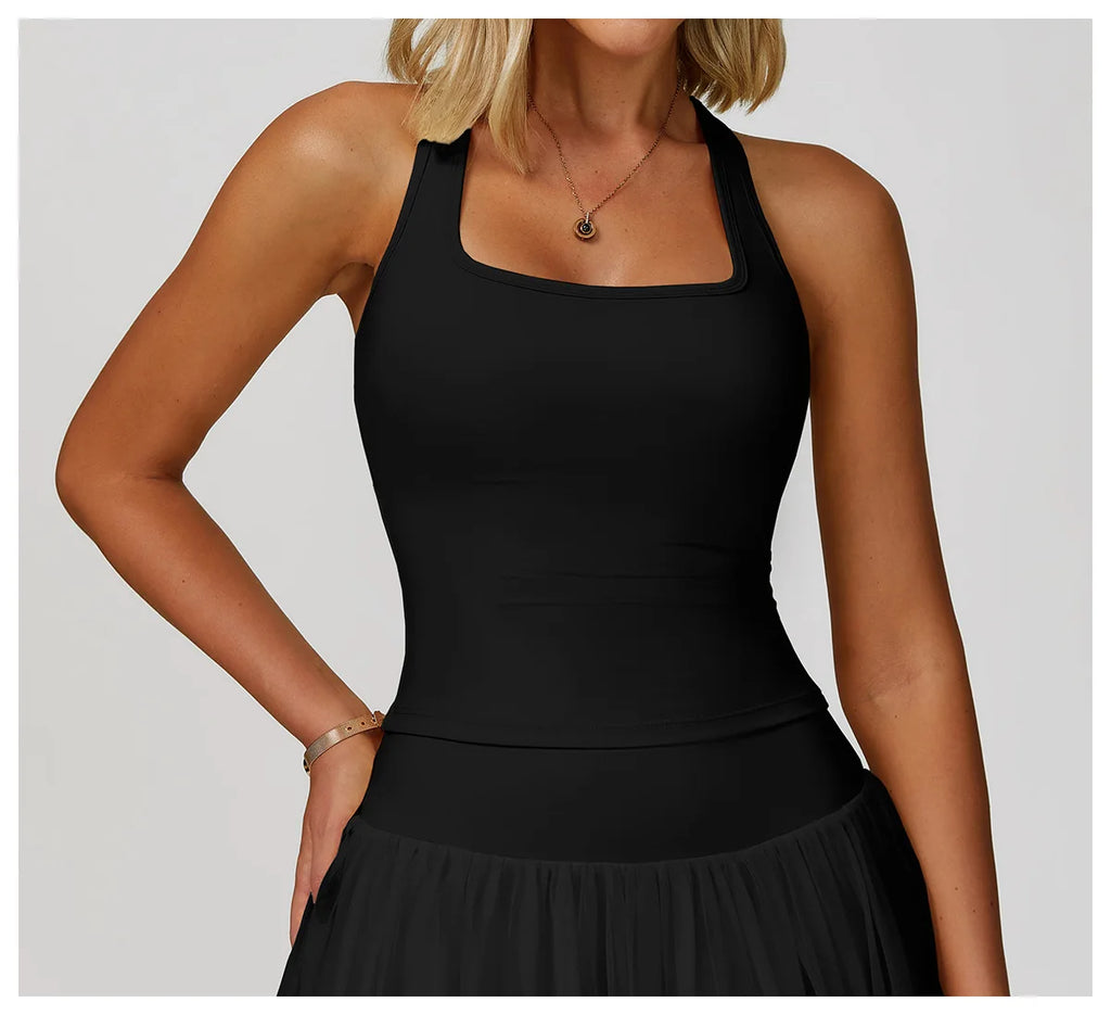 BIANHUI Gym Clothes Woman Brushed Cotton Racerback Sports Vest for Women Tight-Fitting Quick-Dry Casual Fitness Top Yoga Wear