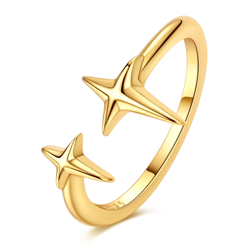 925 Sterling Silver Love Ring - Gold Sparkling Wedding Engagement