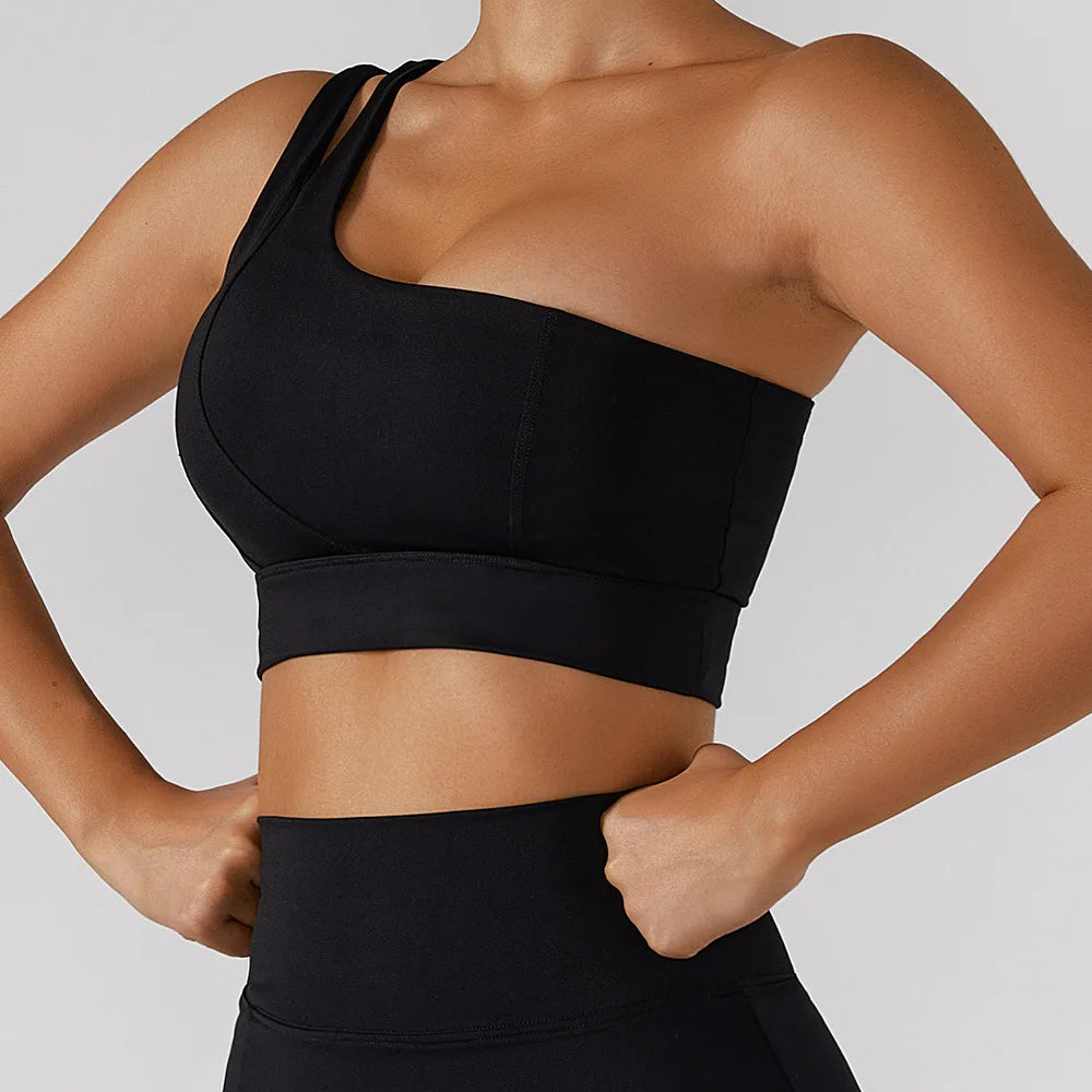Sexy One Shoulder Sports Bra - High Strength Fitness Vest