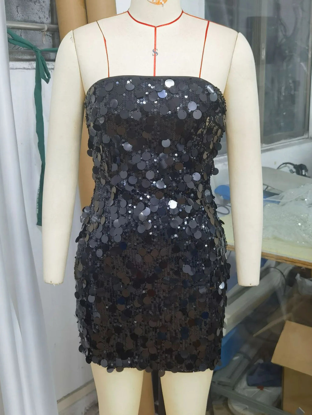 Sequins Strapless Mini Dress - Sexy Nightclub Party Evening Dress